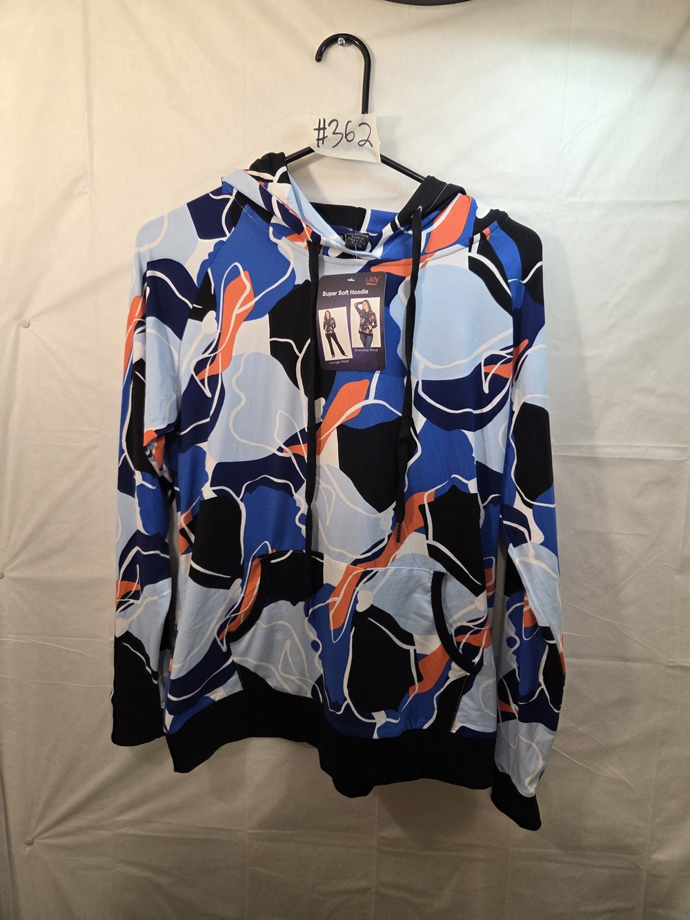 Abstract-Print Hooded Pullover - Blue/Black